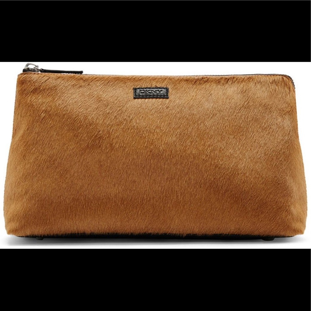 DKNY pony Hair Med size Cluth Bag Camel Color NEW!